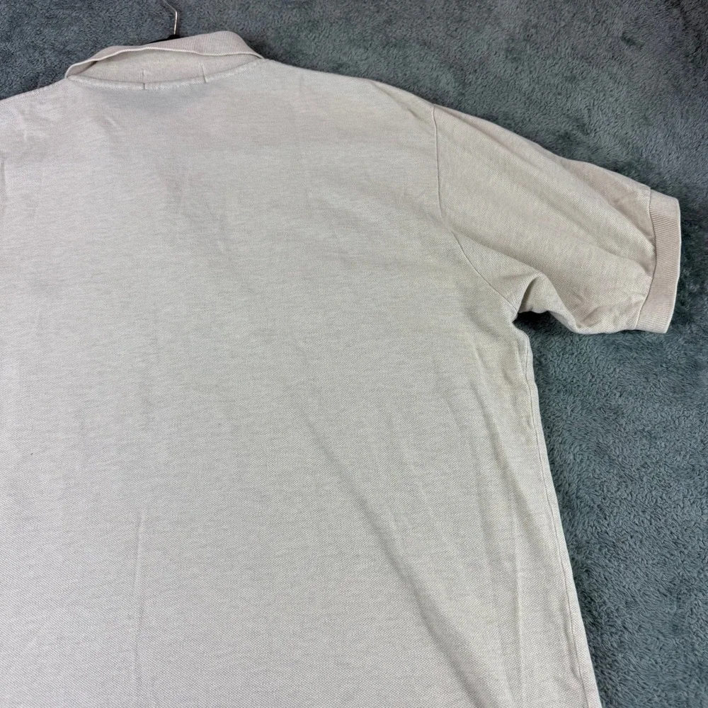 Polo Ralph Lauren Mens Large Cream Pique Short‎ Sleeve Pony Logo Polo Shirt